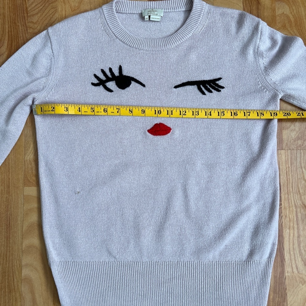 Kate Spade Lavender Bloome Street Winking Eye Sweater sz XS - Picture 2 of 8